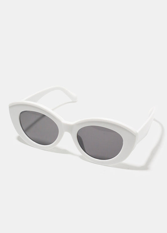 A+ White Thick Cat Eye Frame Sunglasses