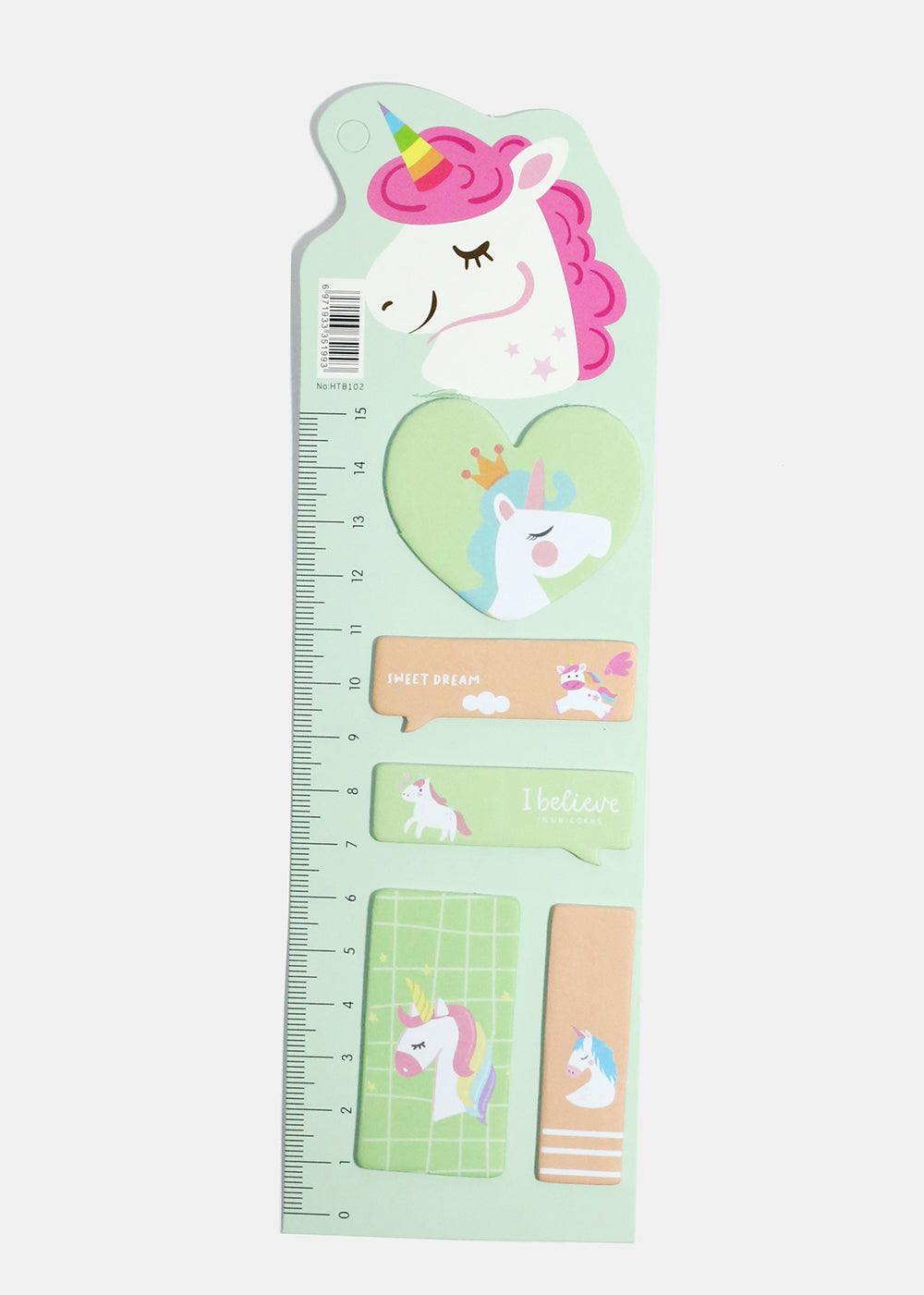 Unicorn Print Index Sticky Notes & Ruler
