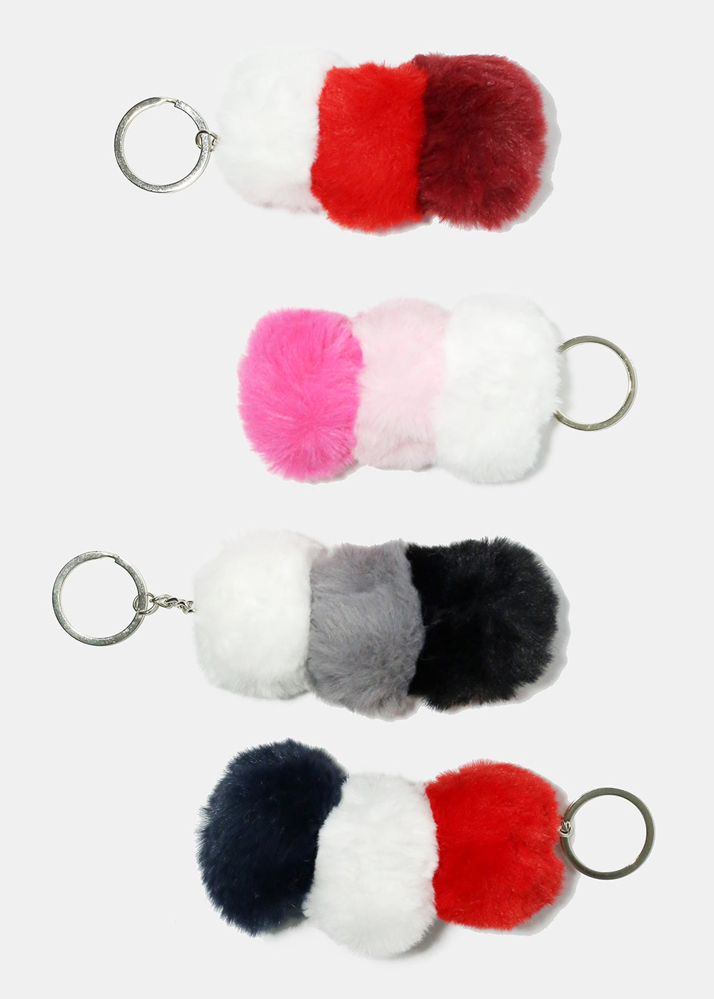 3 Color Fuzzy Pom Pom Keychain
