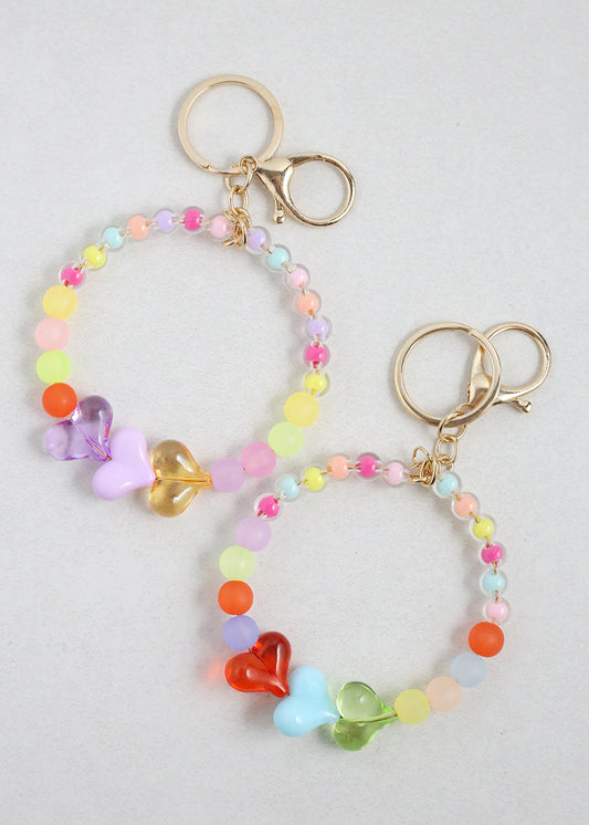 Colorful Heart Keychain Bracelet