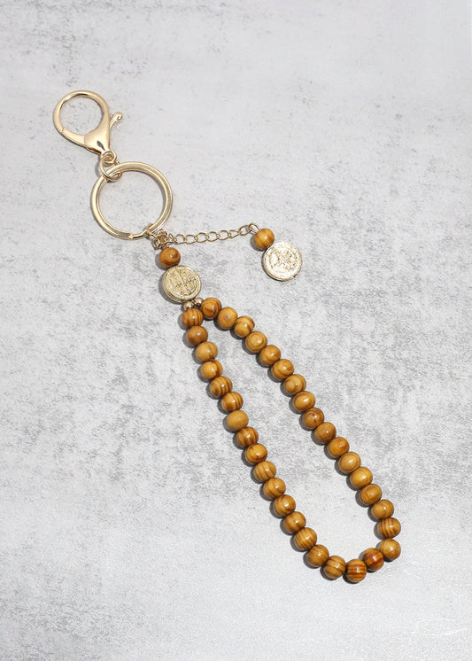 Wooden Rosary Keychain
