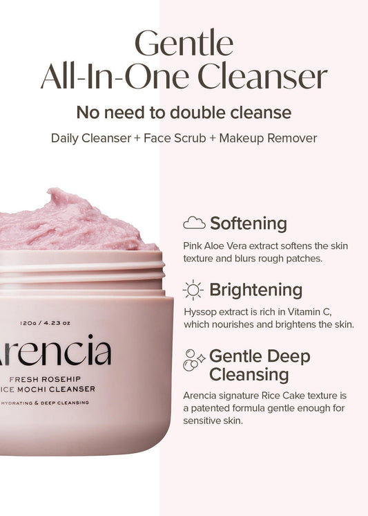 Arencia Fresh Rosehip Rice Mochi Cleanser 120g