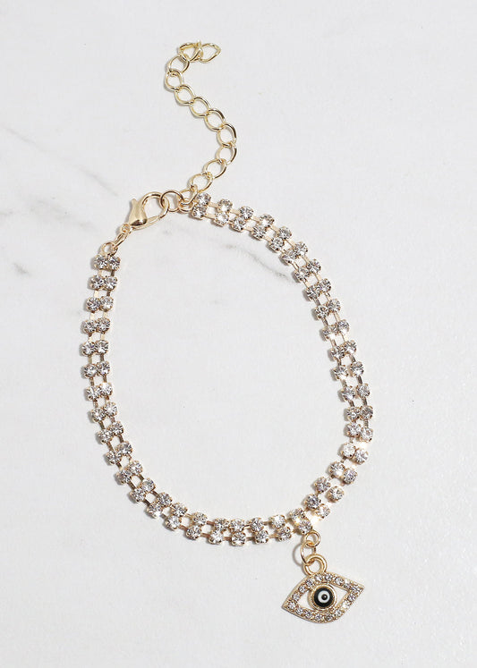 Bling Evil Eye Chain Bracelet