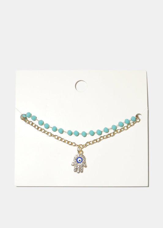 Rhinestone Hamsa Hand Bracelet