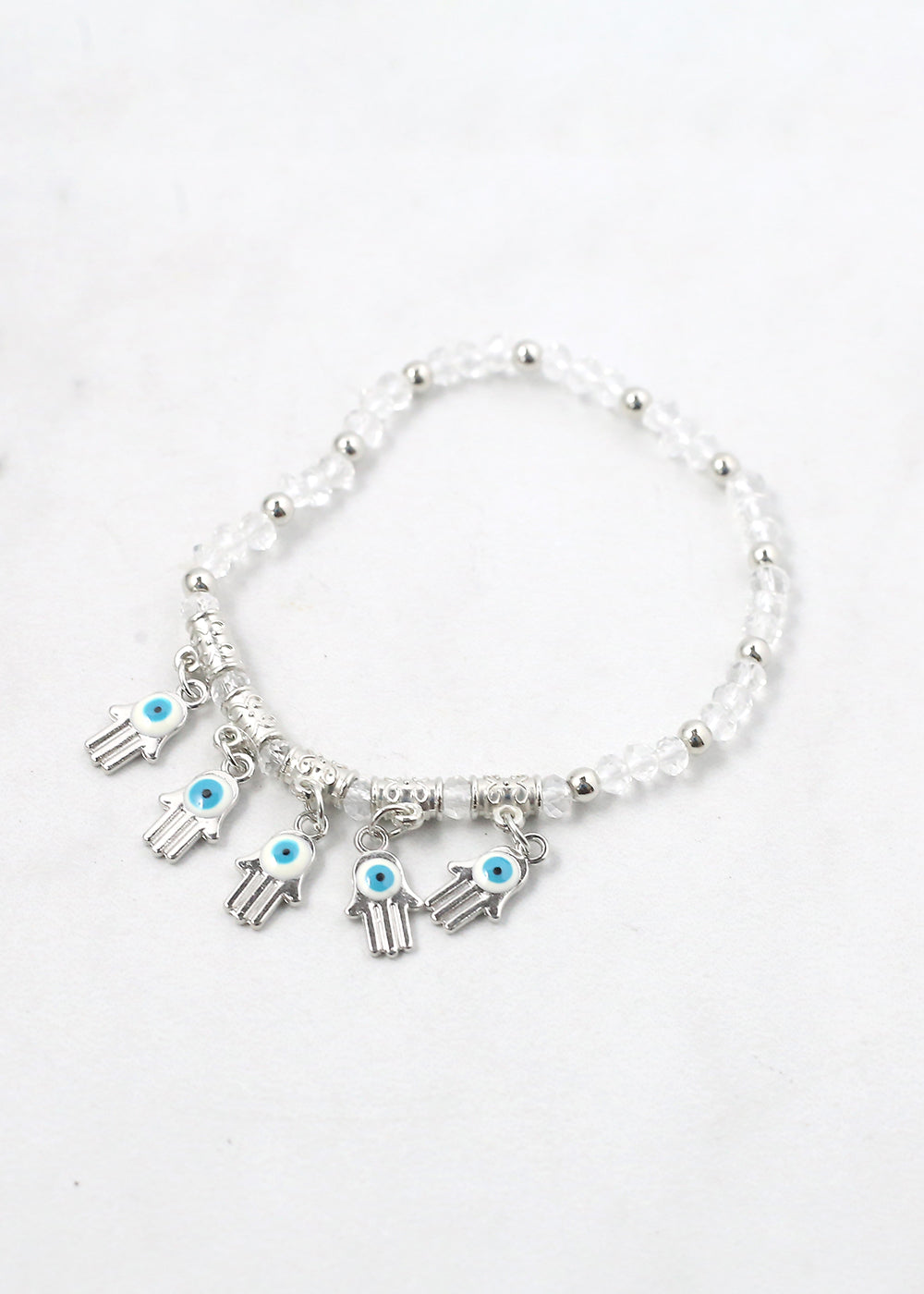 Hamsa Hands + Crystal Beads Bracelet