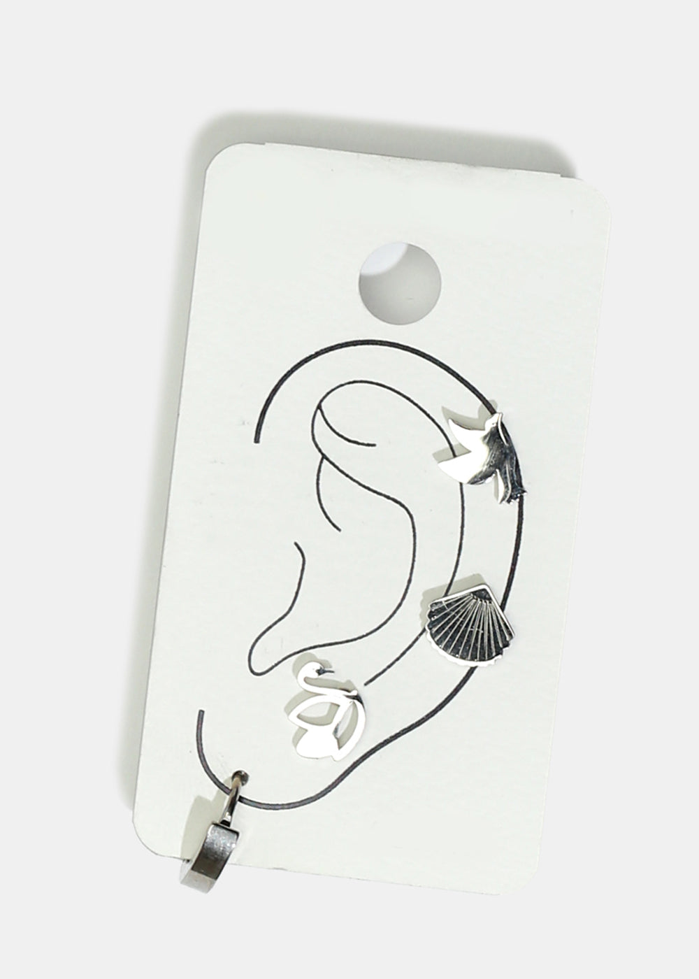 4-Piece Bird & Shell Stud Earrings