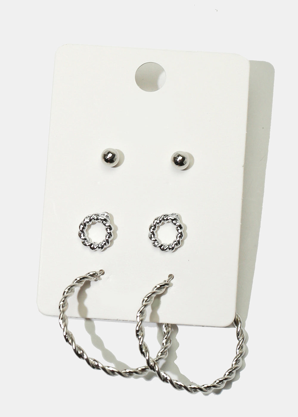 3-Pair Stud & Hoop Earrings