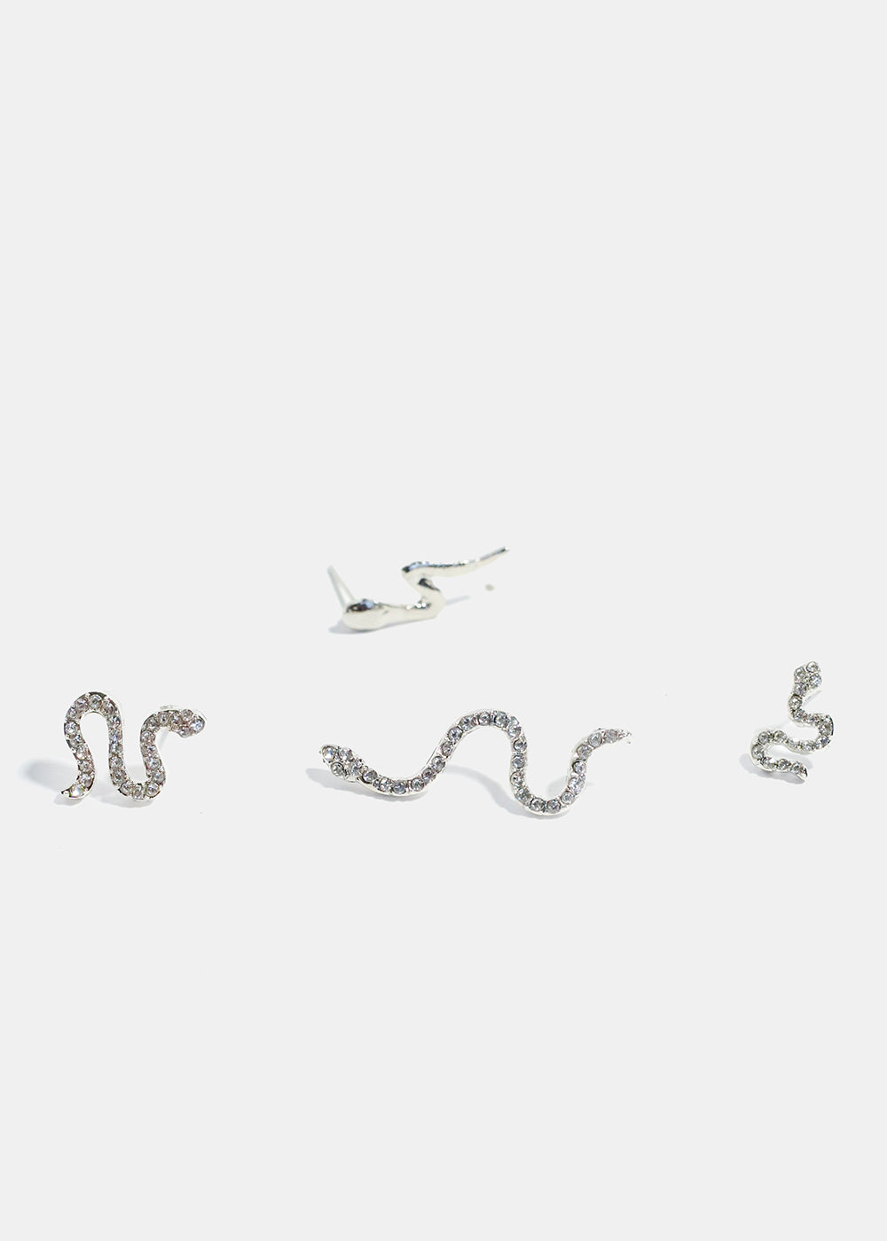 4-Piece Rhinestone-Studded Snake Earrings