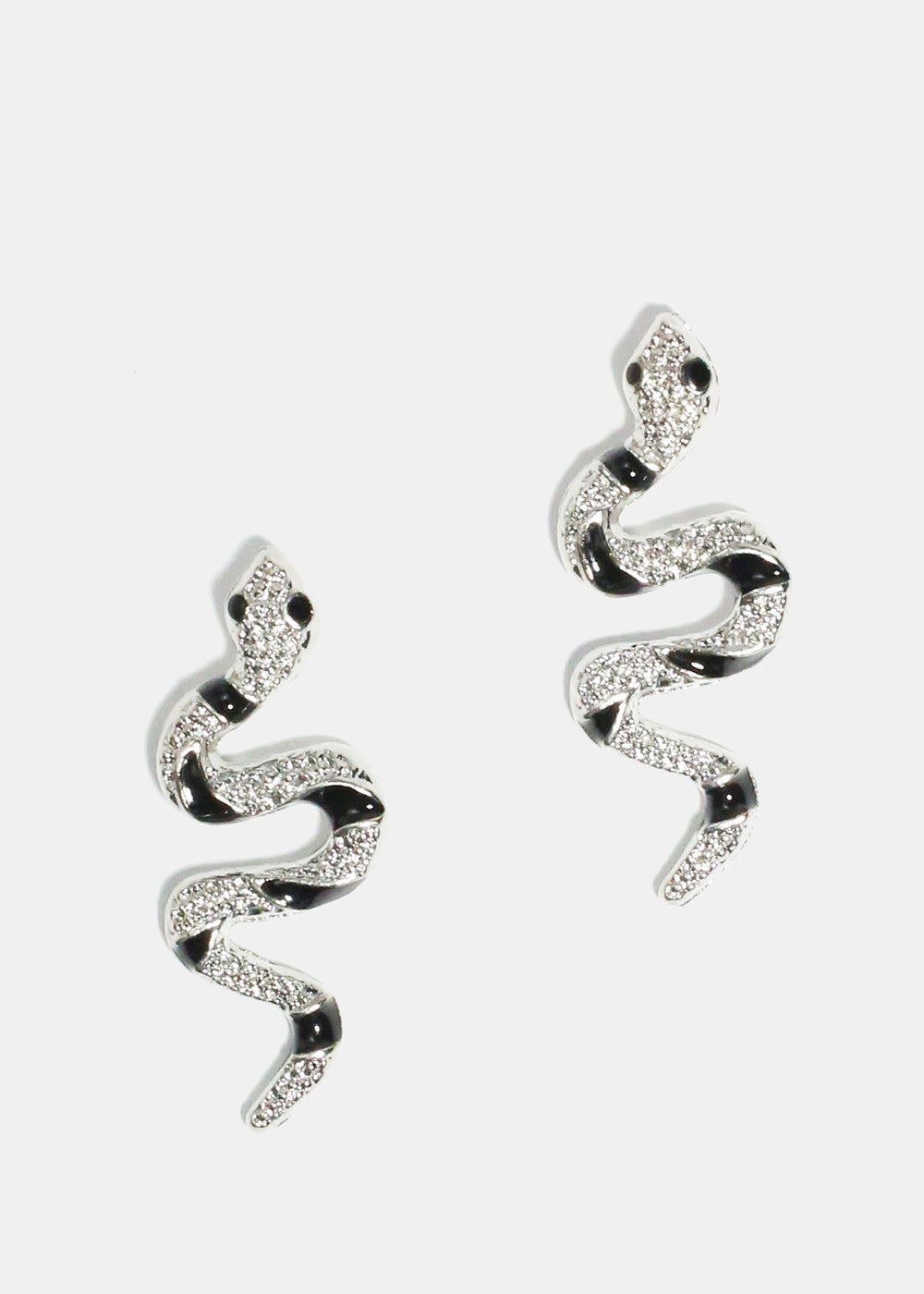 Black Swirl Snake Stud Earrings