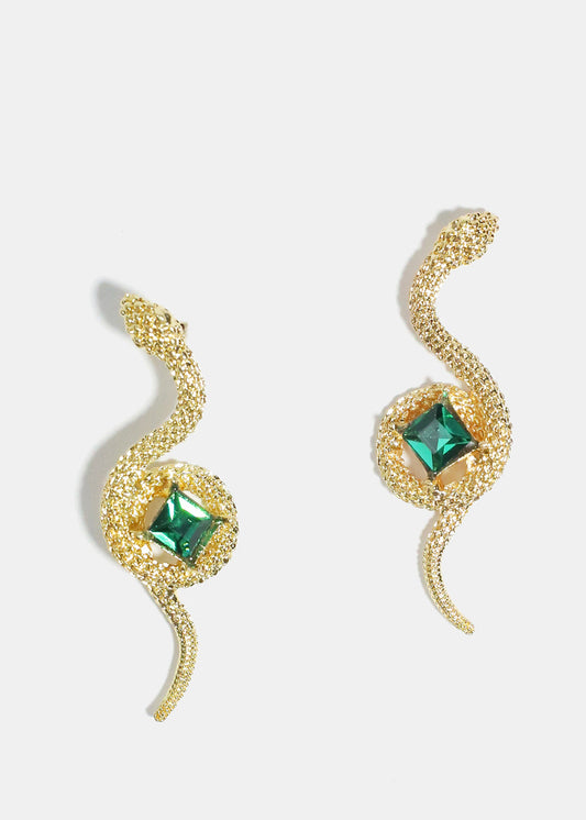 Gemstone in Snake Earrings