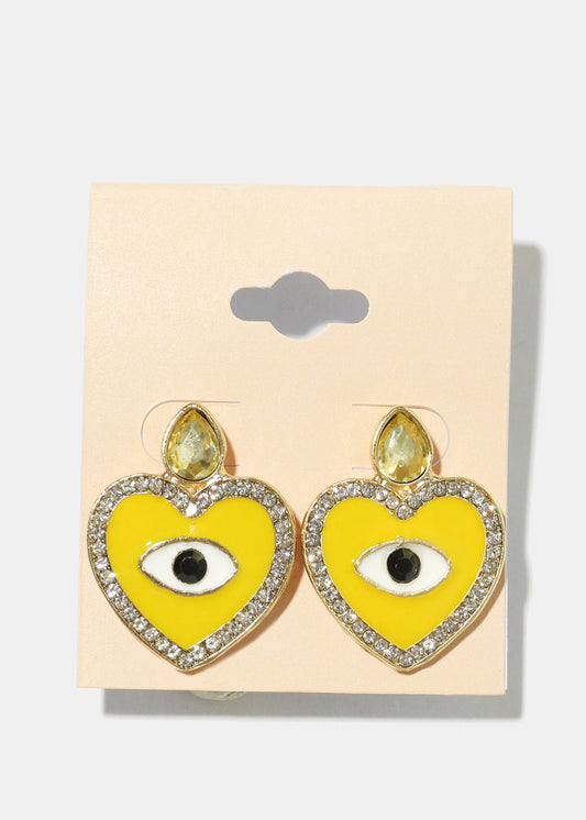 Heart Evil Eye Earrings