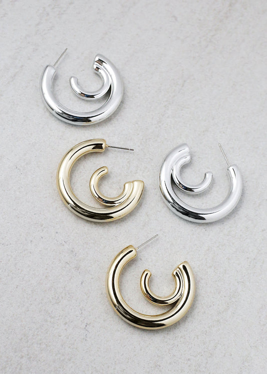Double Crescent Hoop Earring