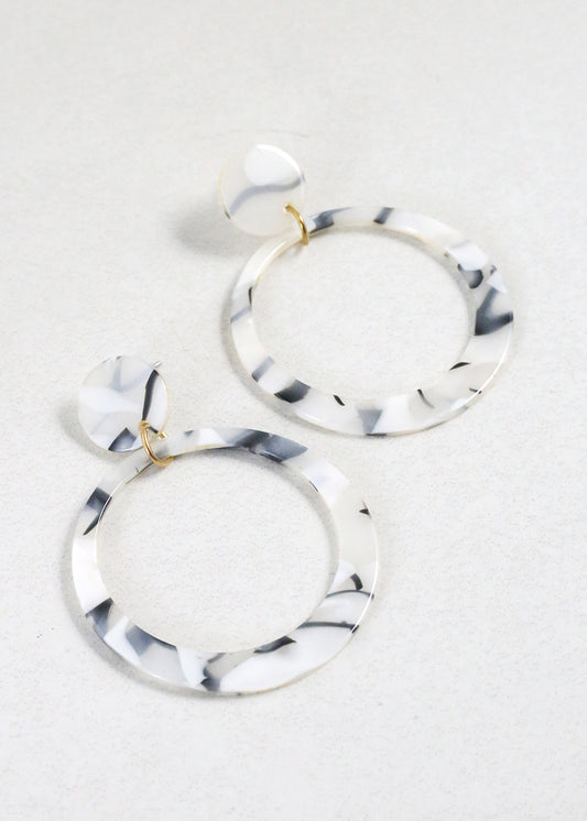 Trendy Marbled Resin Hoop Earrings