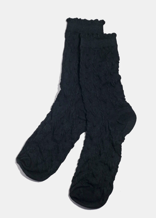 Miss A Knitted Heart Crew Length Premium Socks