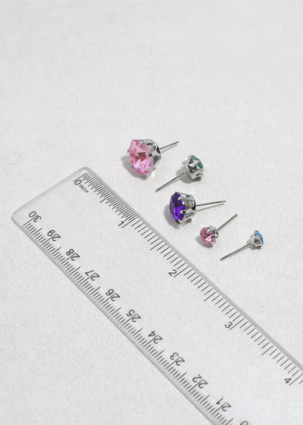 Multi-Color Rhinestone Stud Earring Pack - Gold