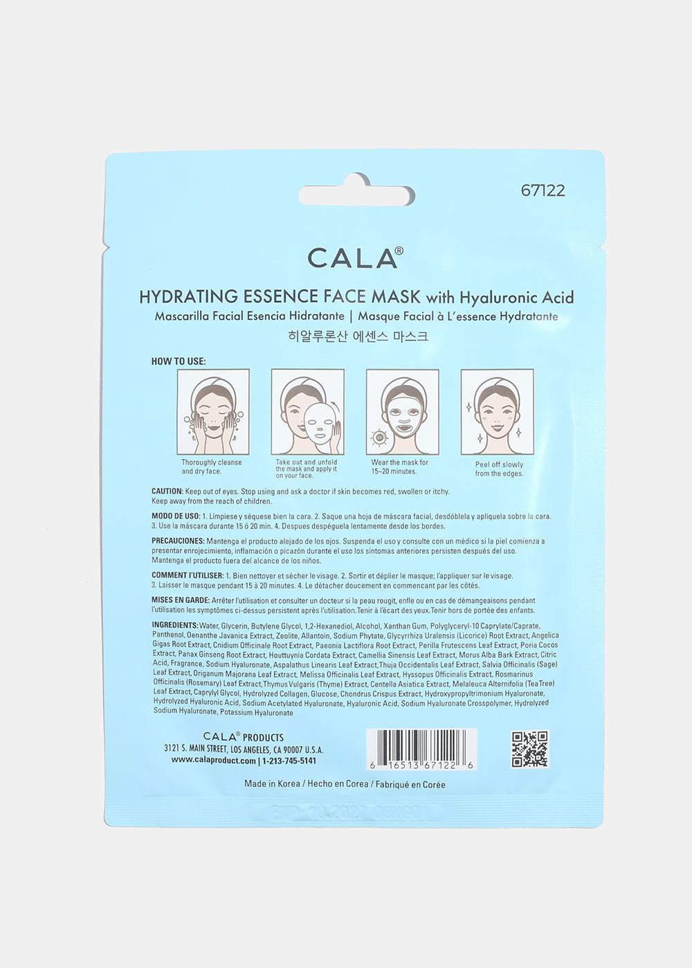 CALA Hydrating Essence Face Mask with Hyaluronic Acid - 1 Sheet