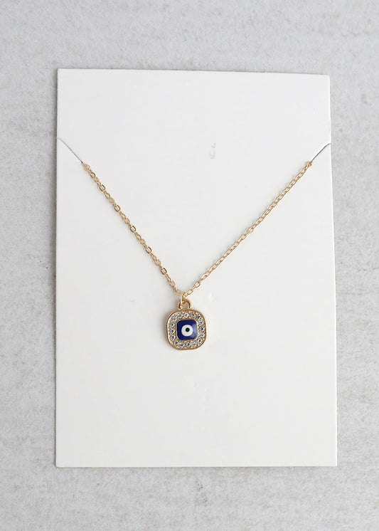Square Evil Eye Charm Necklace