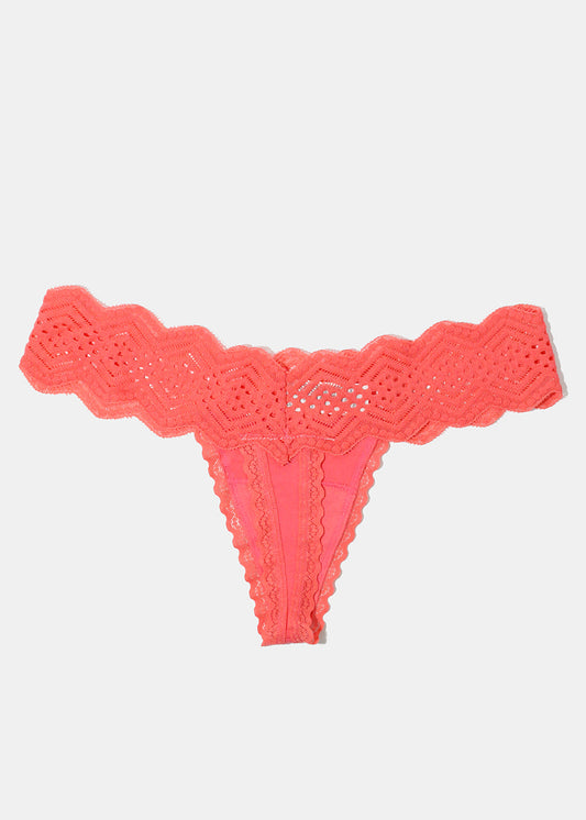 Coral Lace Thong