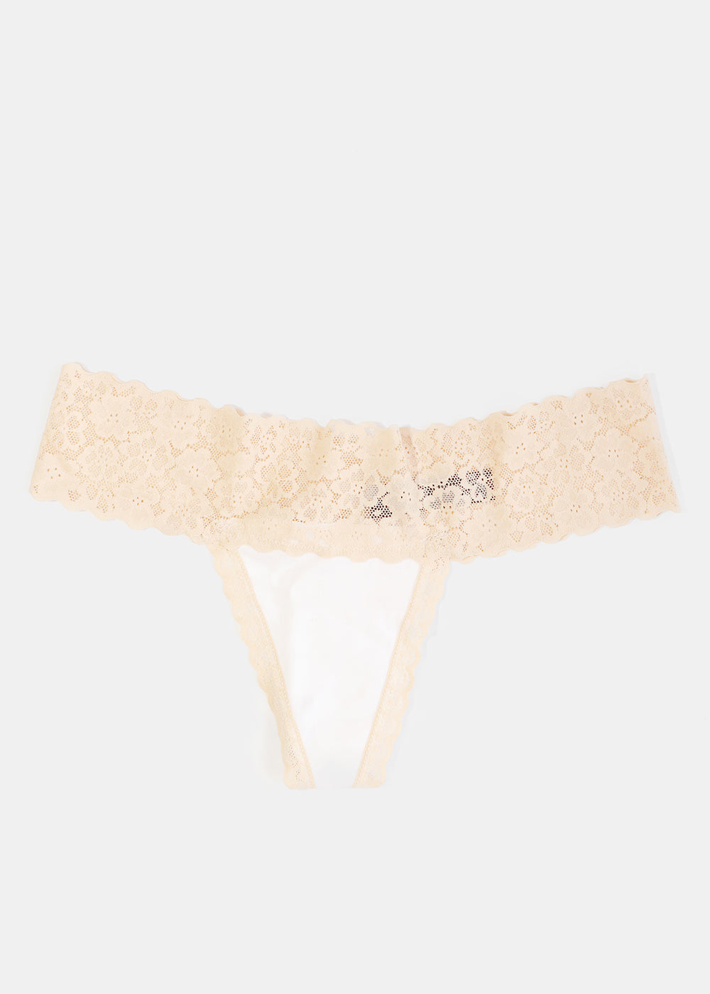 Beige Lace Thong