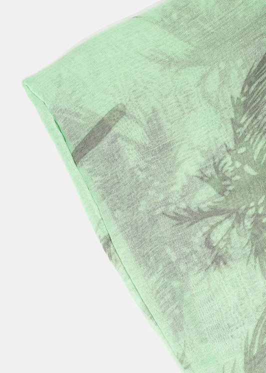 A+ Mint Palm Tree Print Lightweight Scarf