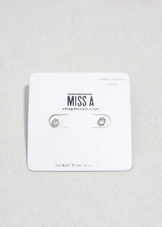 Classic Cubic Zirconia Stud Earrings - Gold