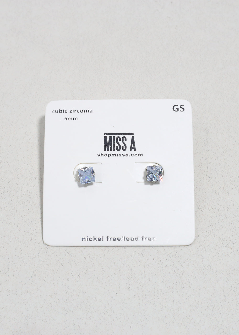 Classic 6mm Square Cubic Zirconia Silver Studs