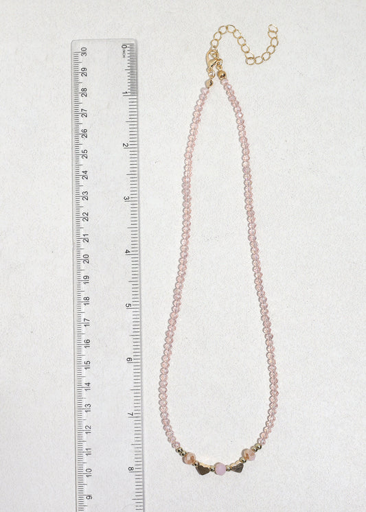 Blush Heart Glow Beaded Necklace