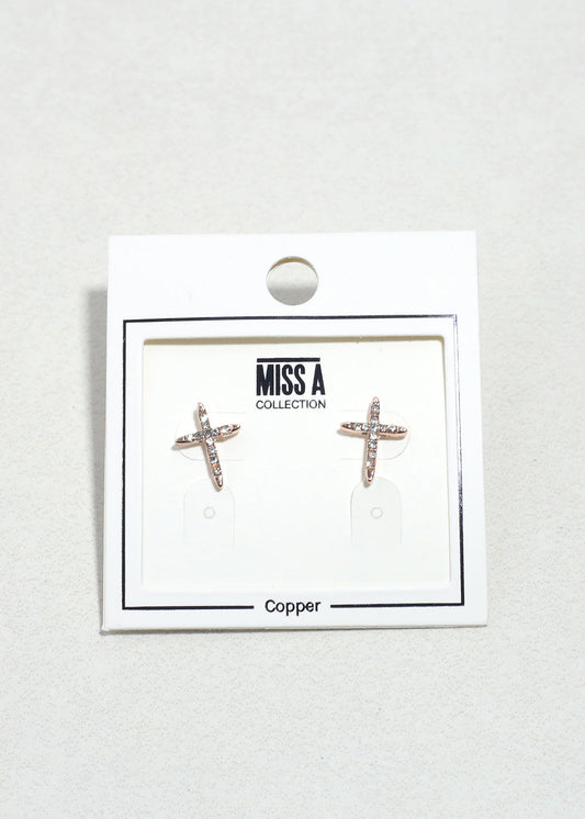 Radiant Faith Cross Stud Earrings