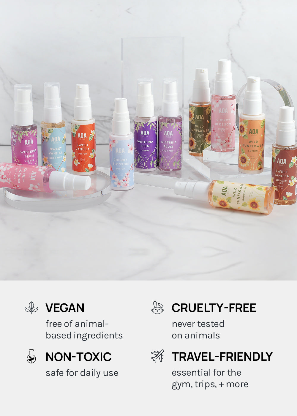 AOA Lotion, Shower Gel & Body Mist - Wisteria Plum