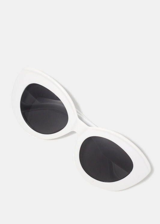 A+ White Thick Cat Eye Frame Sunglasses