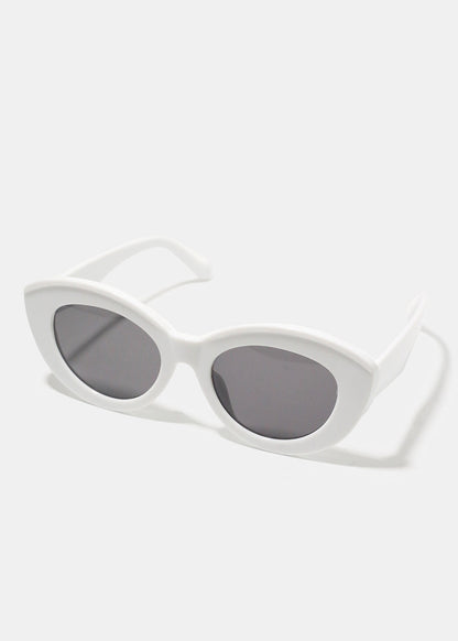 A+ White Thick Cat Eye Frame Sunglasses