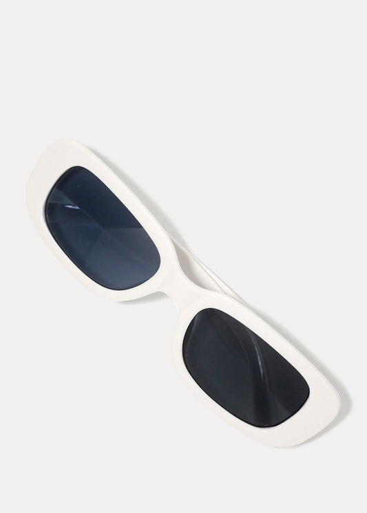 A+ White Retro Rectangle Sunglasses
