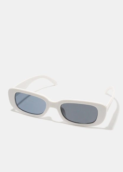 A+ White Retro Rectangle Sunglasses