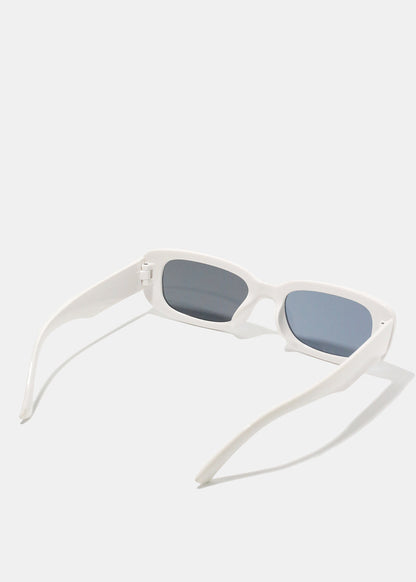 A+ White Retro Rectangle Sunglasses