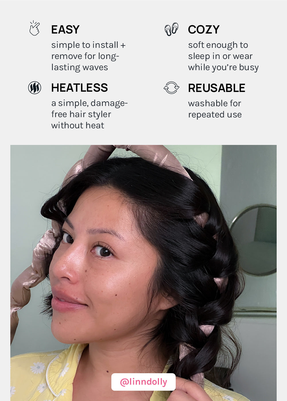 AOA Heat-free Satin Hair Curling Rod - Brown