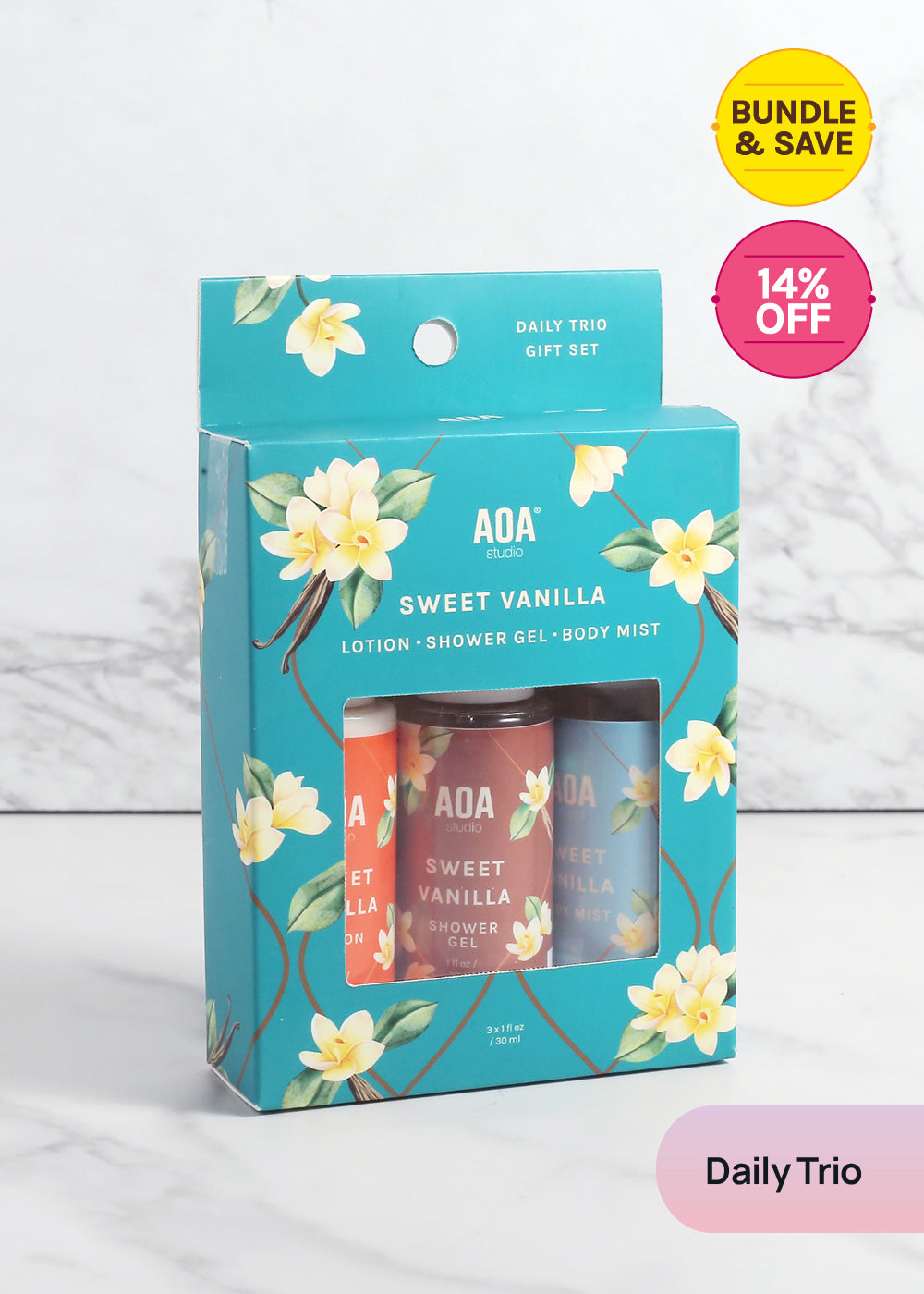 AOA Lotion, Shower Gel & Body Mist - Sweet Vanilla