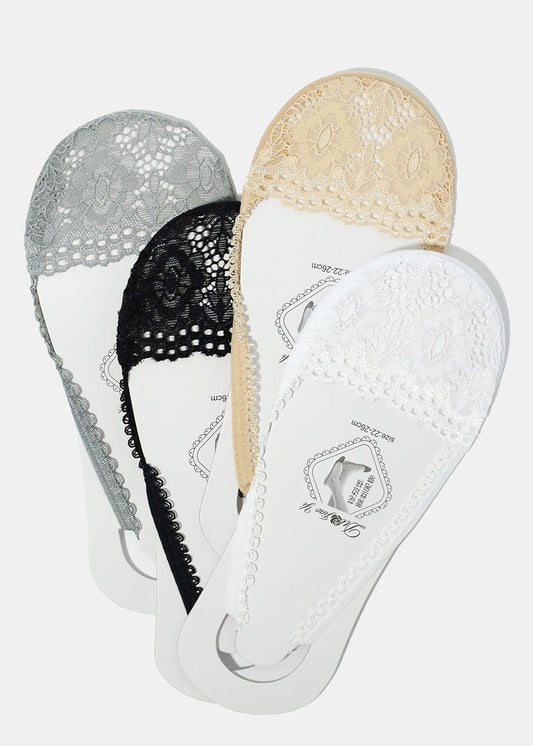 Floral Lace No-Show Socks