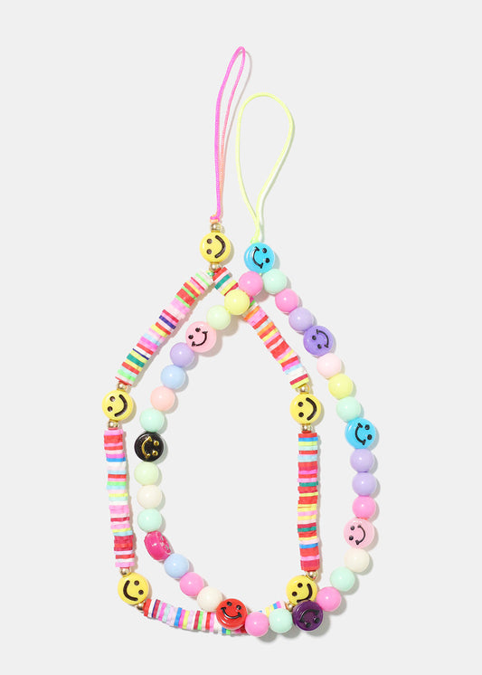 Smiley Face Phone Strap Wristlet