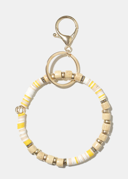 Wooden Bead Keychain Bracelet