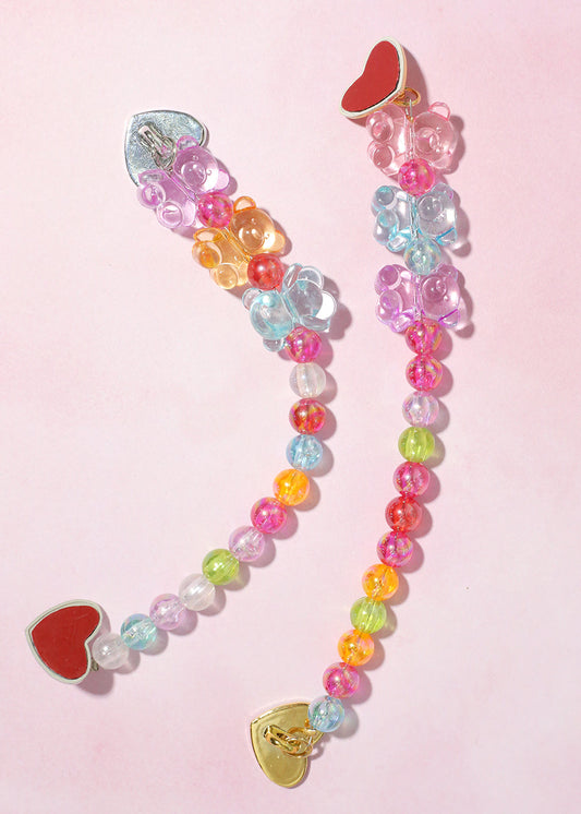 Colorful Bead & Bear Phone Strap