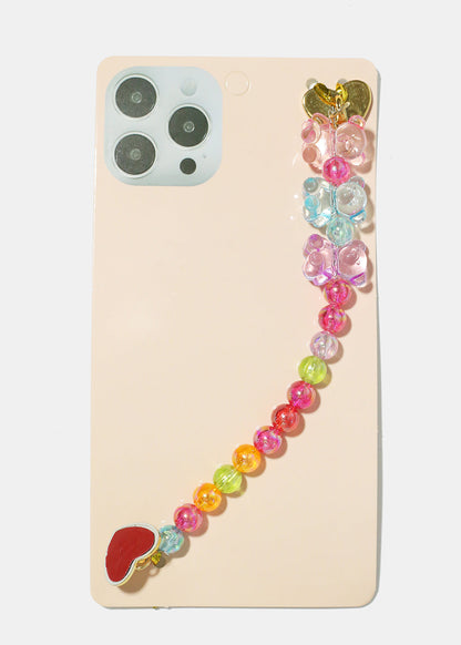 Colorful Bead & Bear Phone Strap