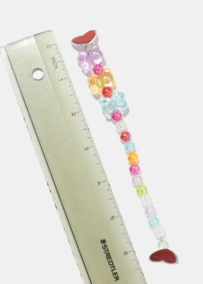 Colorful Bead & Bear Phone Strap