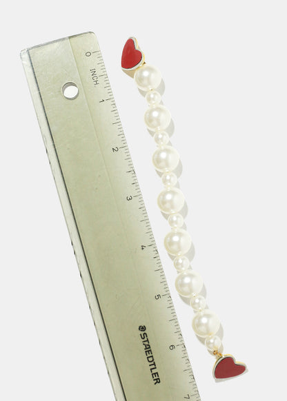Pearl Heart Phone Strap