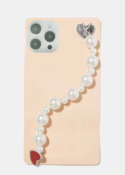 Pearl Heart Phone Strap
