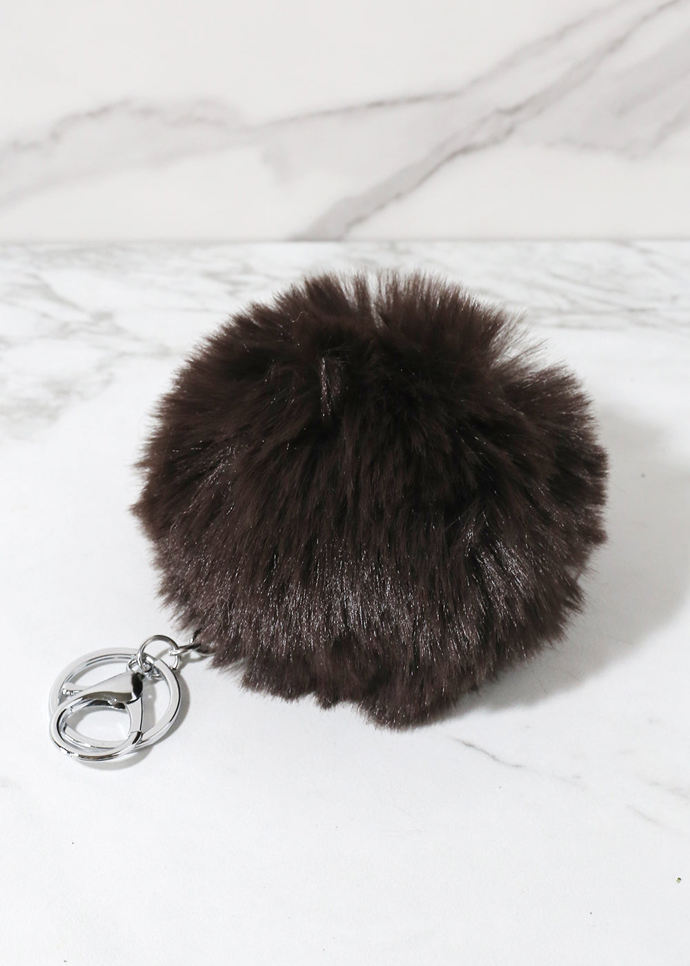 Neutral Faux Fur Pom Pom Keychain