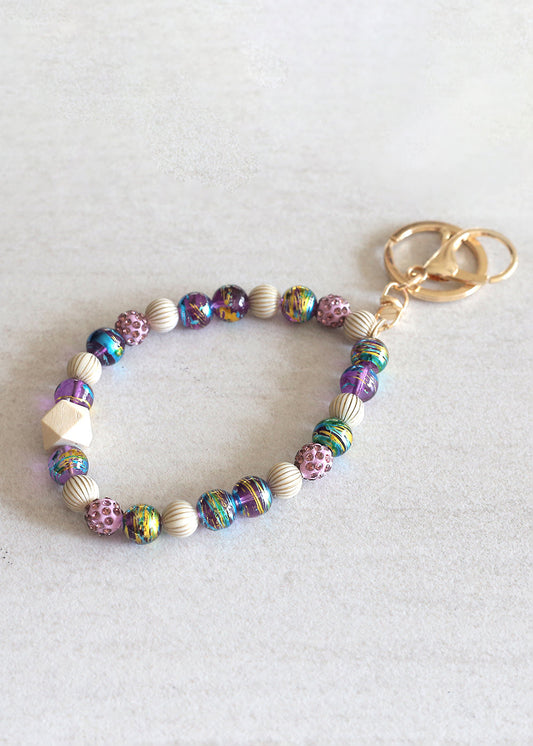 Rustic Beaded Keychain Bracelet