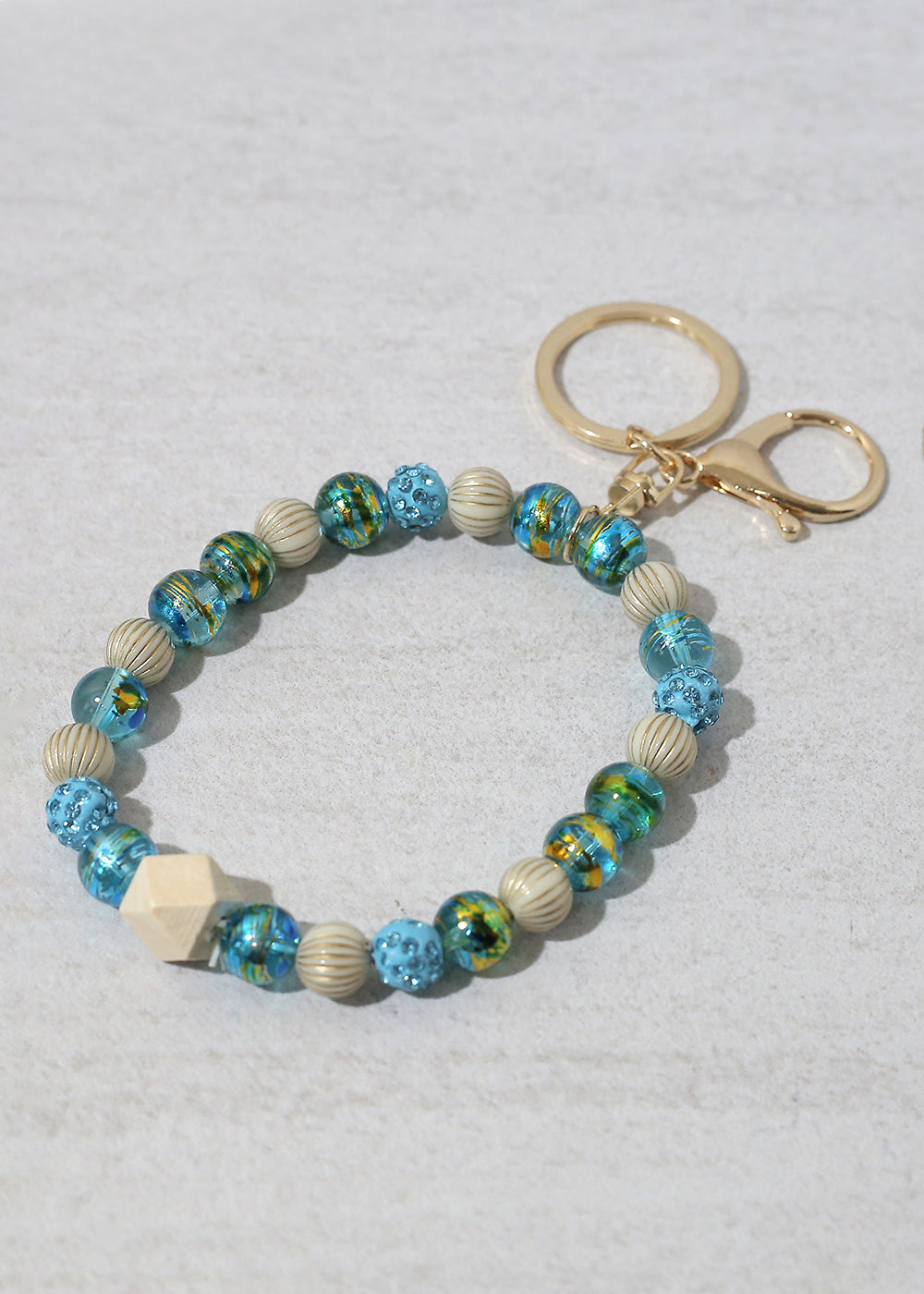 Rustic Beaded Keychain Bracelet