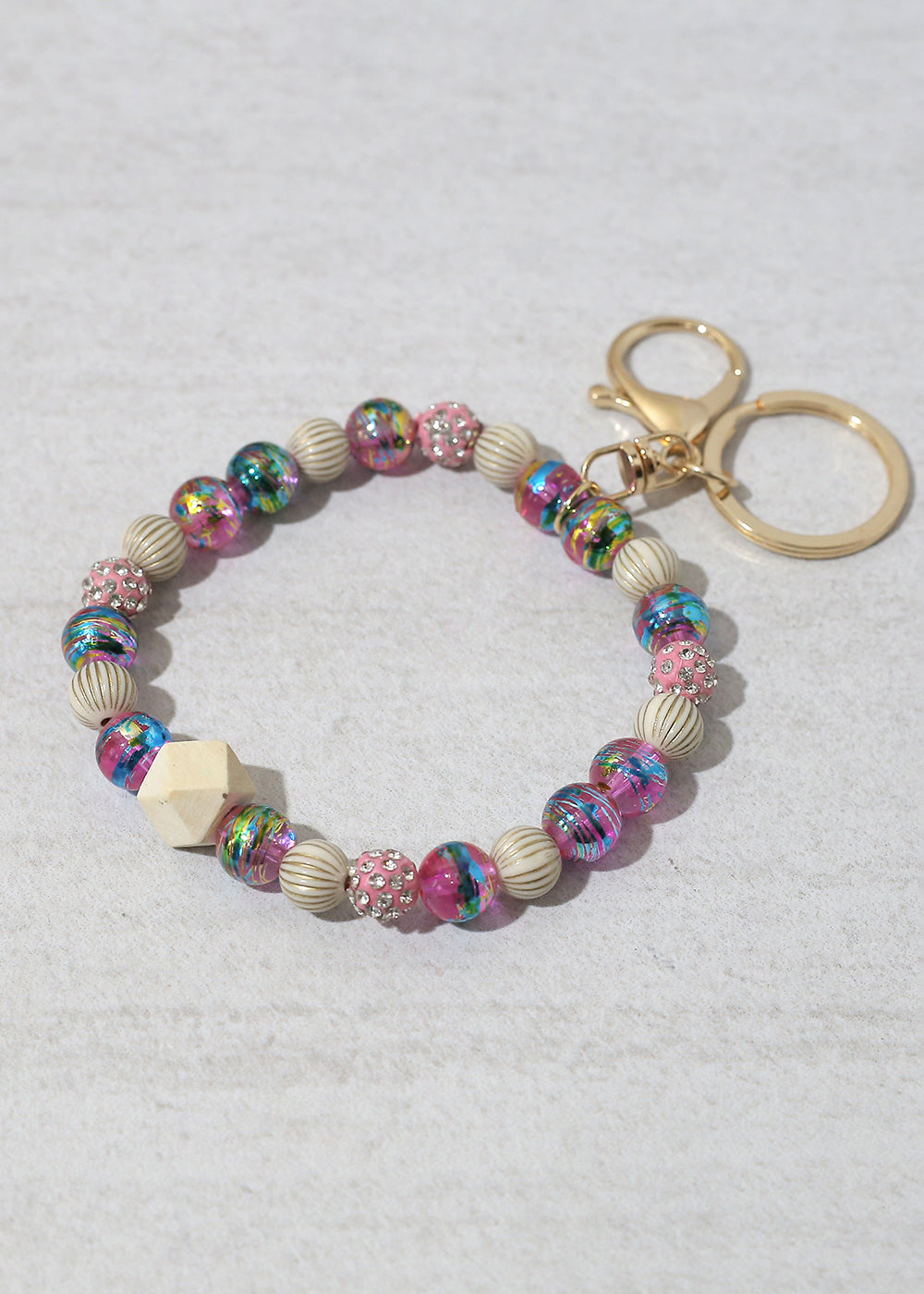 Rustic Beaded Keychain Bracelet