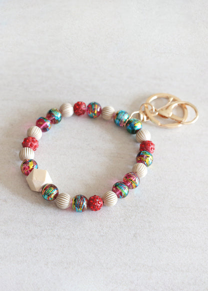 Rustic Beaded Keychain Bracelet