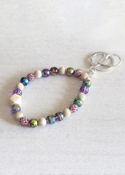 Rustic Beaded Keychain Bracelet